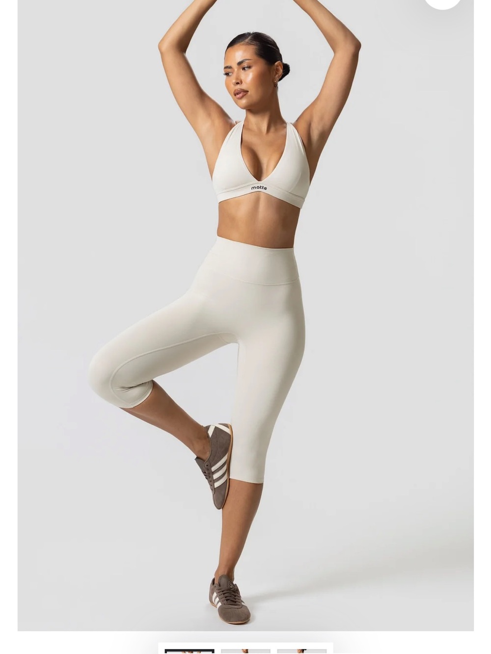 Seamless High-Waist Capri Leggings, sports bra,  and short sleeve wrapped top